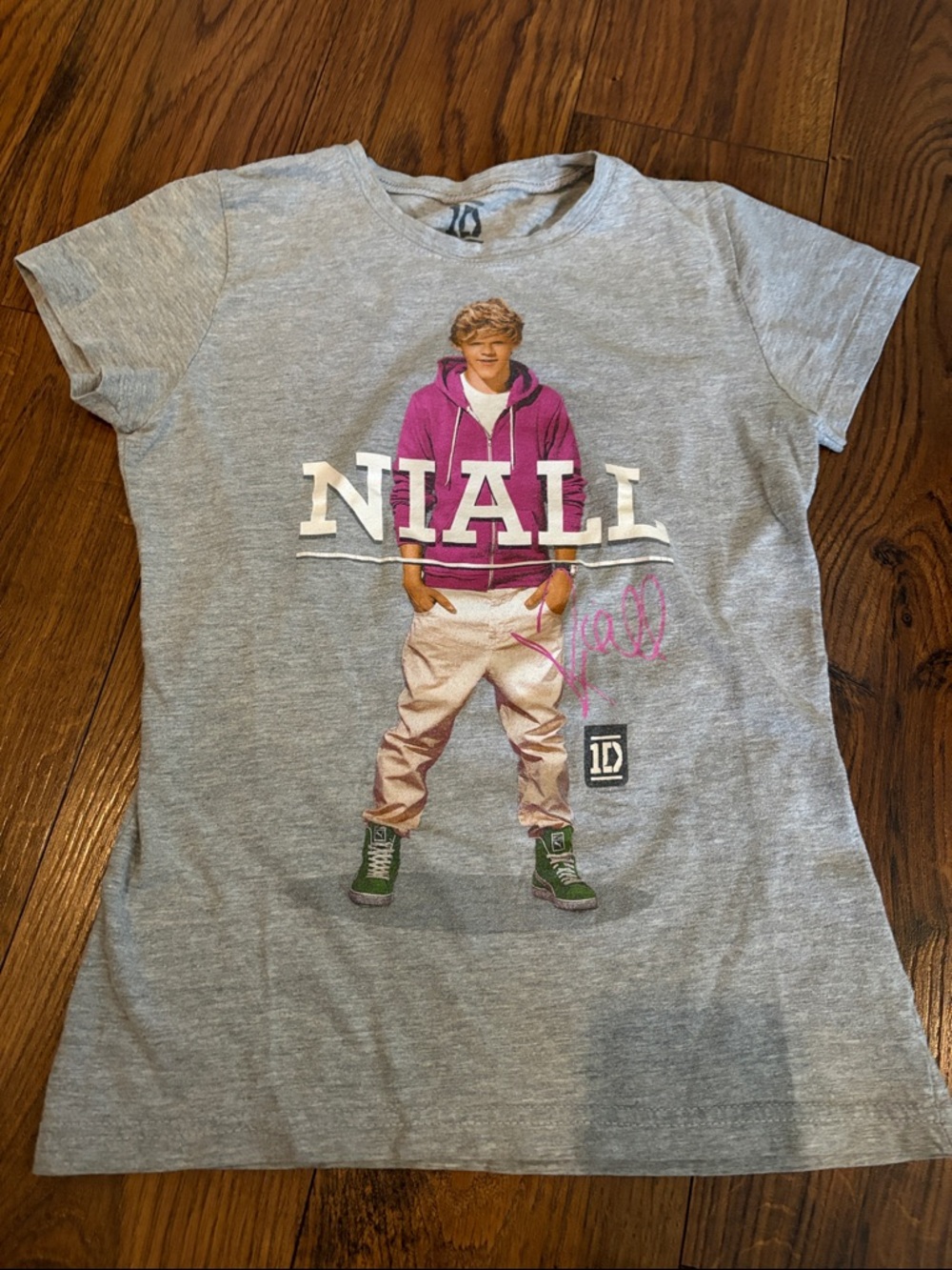 1D Niall Graphic Tee - Heather Gray with Pink and Green Details